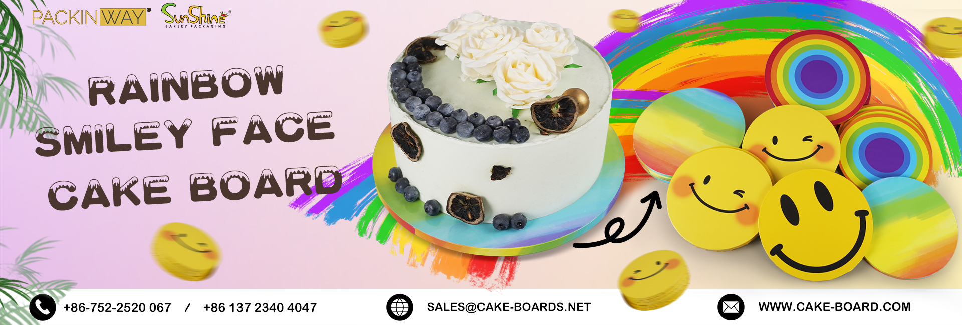 Rainbow Smiley Face Cake Board